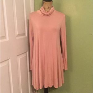 Ming Ming Turtleneck Long-sleeved Trapeze Dress